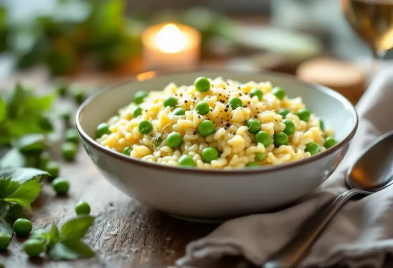 Un risotto tout doux et ultra crémeux aux poireaux, petits pois et parmesan : le dîner câlin express, prêt en 25 minutes sans une goutte de vin