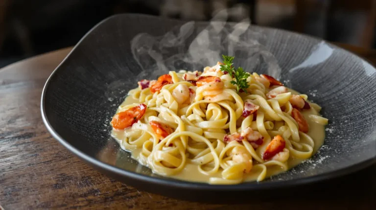 Linguine aux poireaux, crème onctueuse et crevettes vraiment gourmandes